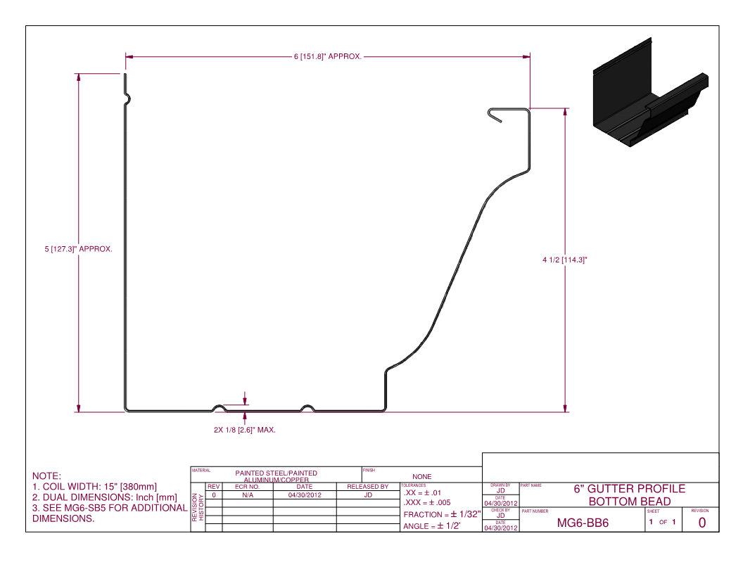 6 Inch Gutter Profile